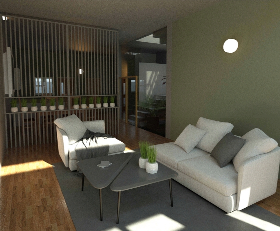 Dining area with open staircase