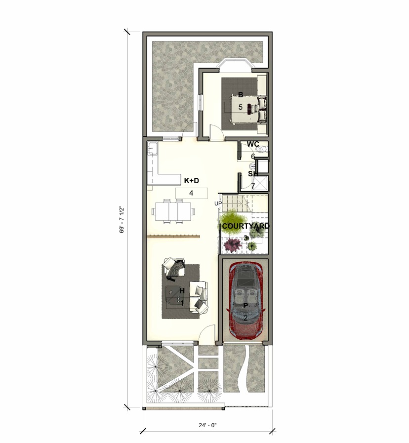 Courtyard residence floor plan